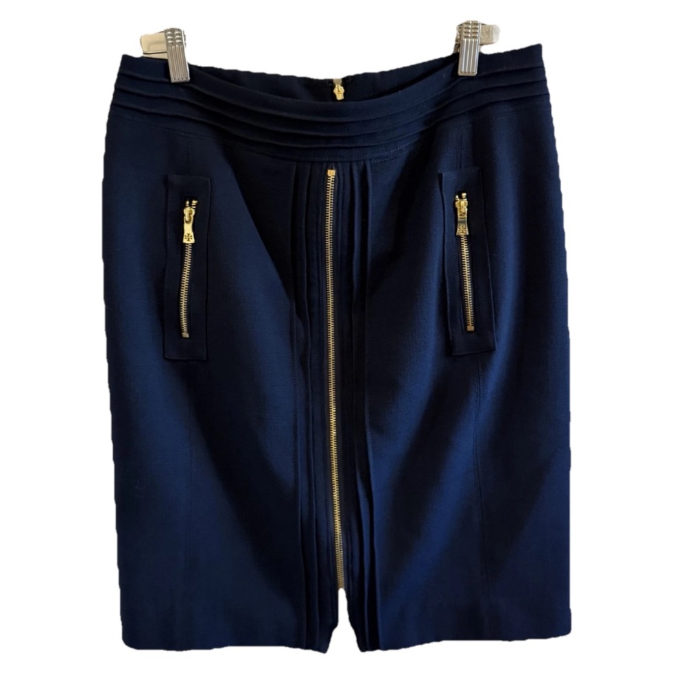 Tory Burch Wool Mini Skirt Womens Navy Blue Pencil Skirt | Size 6